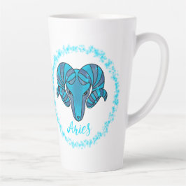 Taza De Café Latte Aries zodíaco Toro brillo azul 21 de marzo-19 de a