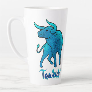 Taza De Café Latte Aries zodiaco Toro brillo azul 21 de marzo-19 de a