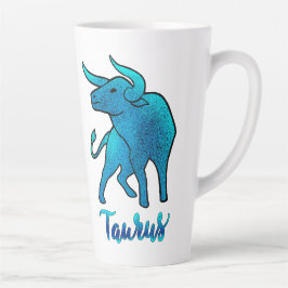Taza De Café Latte Aries zodiaco Toro brillo azul 21 de marzo-19 de a