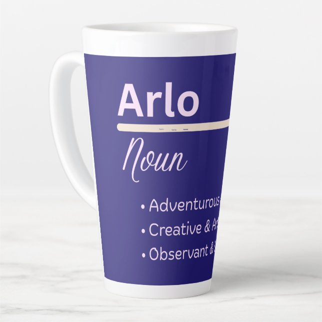Taza De Café Latte Arlo Boy Personalized Name Definition (Ángulo izquierdo)