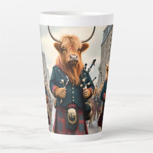 Taza De Café Latte Armonía de las Tierras Altas: Banda de Vaca de las