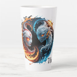 Taza De Café Latte Armonía elemental, yin y yang de la naturaleza.