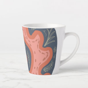 Taza De Café Latte Arrecife de Coral Orgánico Arte Botánico Floral Pl