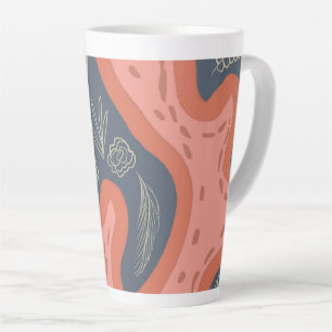 Taza De Café Latte Arrecife de Coral Orgánico Arte Botánico Floral Pl