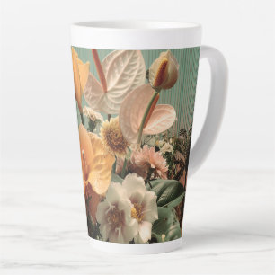 Taza De Café Latte Arreglo floral de Anthurium y tropicales