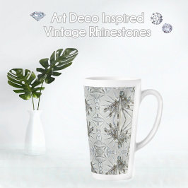 Taza De Café Latte Art Deco Diamante de imitación elegante de época