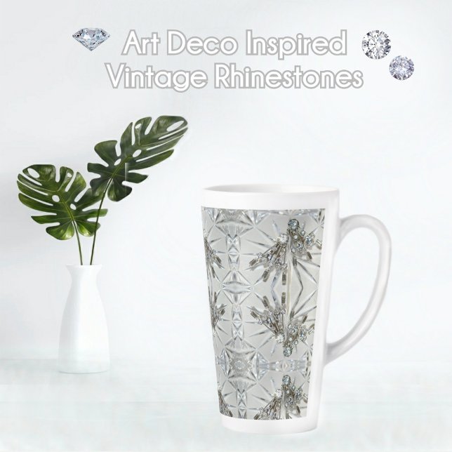 Taza De Café Latte Art Deco Diamante de imitación elegante de época (Subido por el creador)