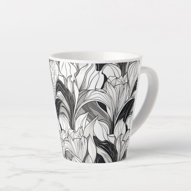 Taza De Café Latte Art Deco Floral 12oz Mug (Ángulo derecho)