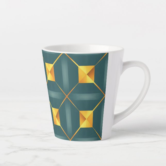 Taza De Café Latte Art Deco Geometric 12oz Latte Mug (Derecha)