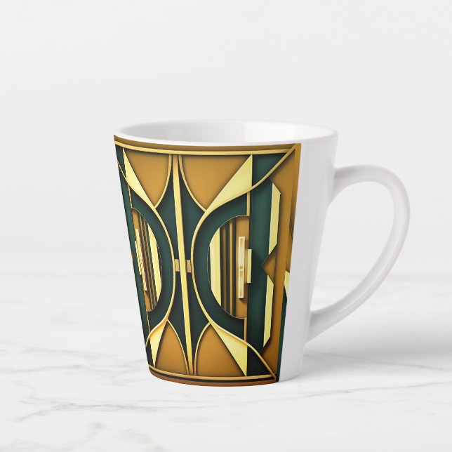 Taza De Café Latte Art Deco Geométrico 12oz Mug (Derecha)
