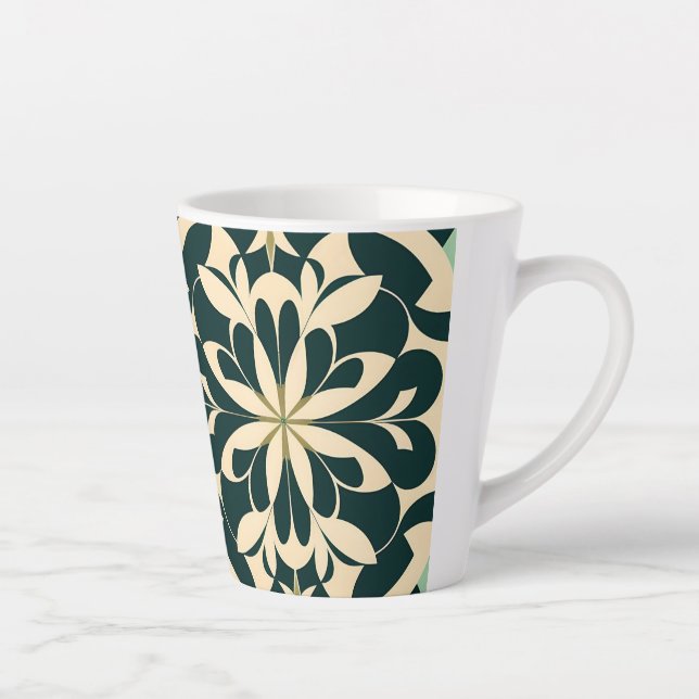 Taza De Café Latte Art Deco Geométrico 12oz Mug (Derecha)