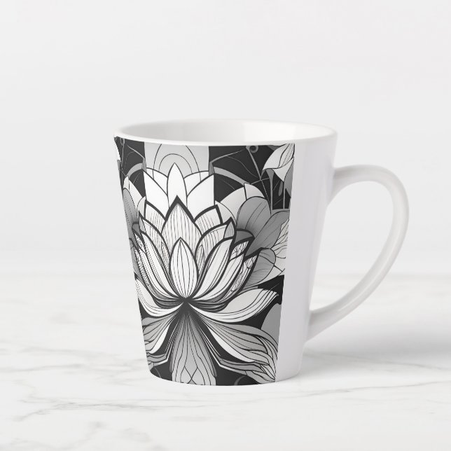 Taza De Café Latte Art Deco Lotus 12oz Mug (Derecha)