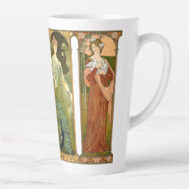 Taza De Café Latte Art Nouveau Lady Cisne Peacock Dove Latte