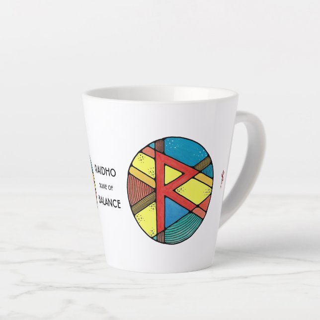 Taza De Café Latte Art Nouveau Raidho Rune Latte Mug - ¡EQUILIBRIO! (Ángulo derecho)