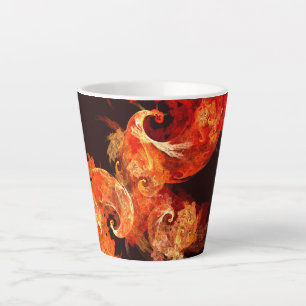 Taza De Café Latte Arte abstracto de aves de fuego bailando