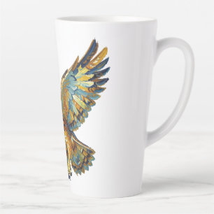 Taza De Café Latte Arte abstracto de pincelada colorida de búho volad