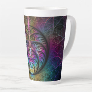 Taza De Café Latte Arte abstracto fractal colorido alucinante