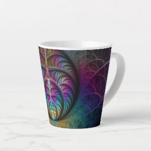 Taza De Café Latte Arte abstracto fractal colorido alucinante