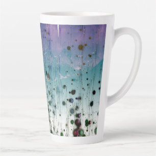 Taza De Café Latte Arte abstracto Montañas y puntos en púrpura y azul