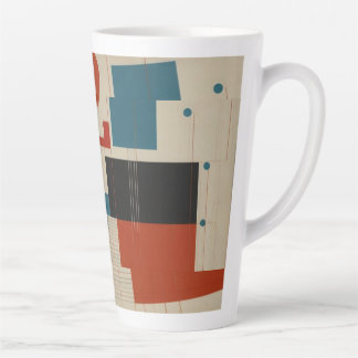 Taza De Café Latte Arte abstracto rojo y azul