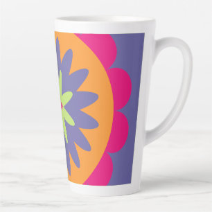 Taza De Café Latte Arte con patrón botánico retro genial
