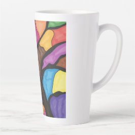 Taza De Café Latte Arte de árbol de vidrio teñido