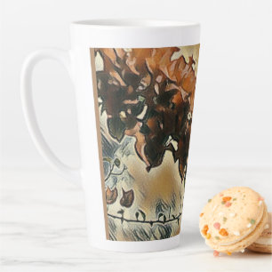 Taza De Café Latte Arte de árbol Rosa