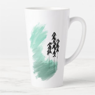 Taza De Café Latte arte de árbol verde escandinavo simple moderno men