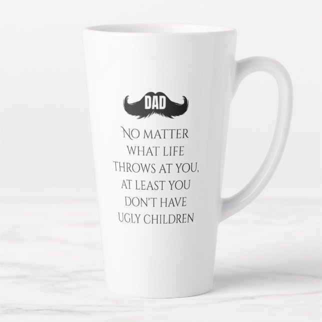 Taza De Café Latte Arte de bigote con cita divertida de papá (Derecha)