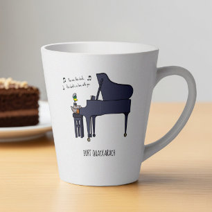 Taza De Café Latte Arte de Burt Quackarach Pato Tocando Piano Diverti