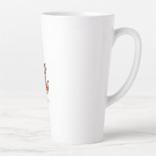Taza De Café Latte Arte de cachorro de tigre con mariposas rosadas -