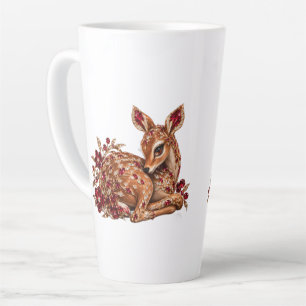 Taza De Café Latte Arte de Ciervo Rojo Dorado de Lujo