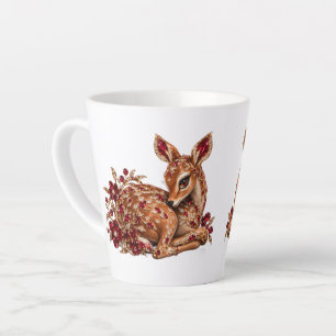 Taza De Café Latte Arte de Ciervo Rojo Dorado de Lujo