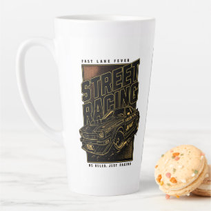 Taza De Café Latte Arte de coche deportivo Retro Fast Lane Fever
