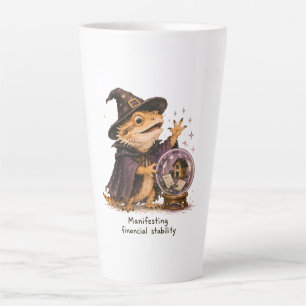 Taza De Café Latte Arte de dragón barbudo que manifiesta estabilidad