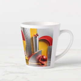 Taza De Café Latte Arte de Esferas Metálicas de Abstracción Geométric