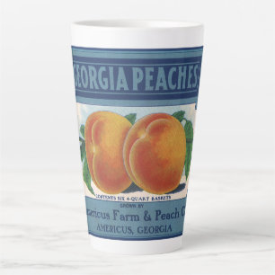 Taza De Café Latte Arte de etiqueta de caja de frutas vintage, meloco