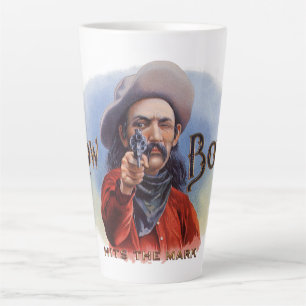 Taza De Café Latte Arte de etiqueta de puro vintage, vaquero da en el