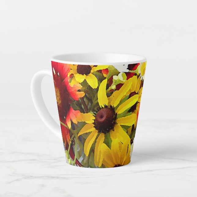 Taza De Café Latte Arte de Flor Silvestre de Estilo Impresionista Col (Ángulo izquierdo)