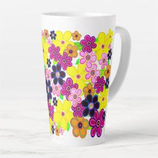 Taza De Café Latte Arte de flores luminosas abstractas