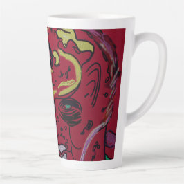 Taza De Café Latte Arte de Galaxia de Luna Abstracta