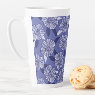 Taza De Café Latte Arte de la línea floral púrpura botánica