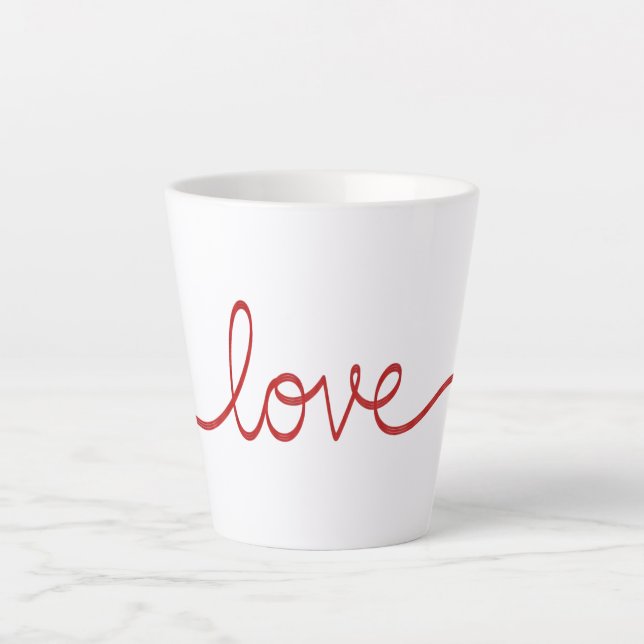 Taza De Café Latte Arte de línea continua de escritura roja minimalis (Anverso)