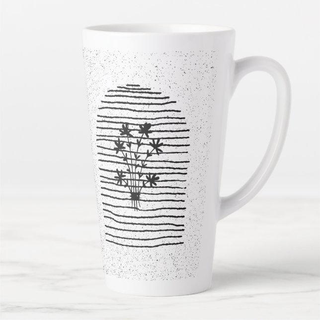 Taza De Café Latte Arte de línea de flores (Derecha)