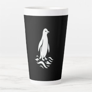 Taza De Café Latte Arte de línea de pingüino minimalista Ola de invie