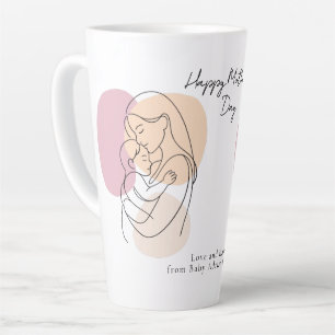 Taza De Café Latte Arte de línea moderna minimalista Mamá y bebé Día
