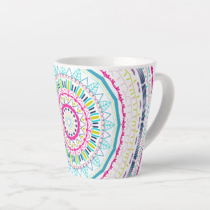 Taza De Café Latte Arte de Mandala Colorido Vibrante