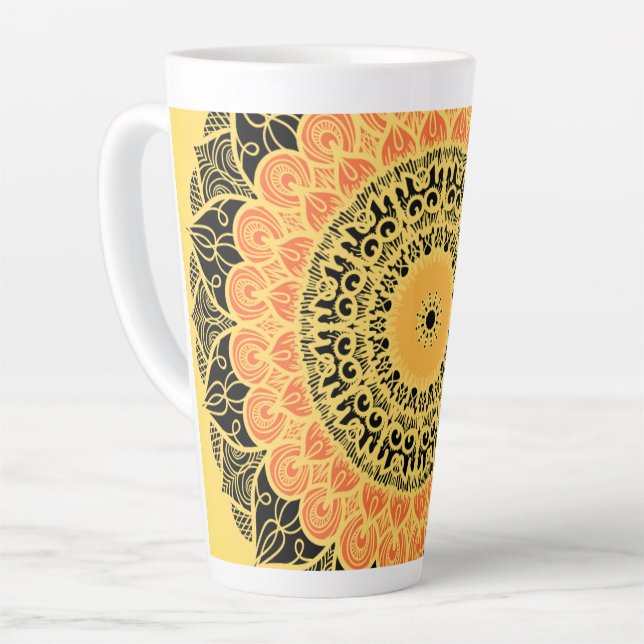 Taza De Café Latte arte de mandela (Ángulo izquierdo)