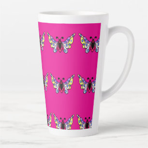 Taza De Café Latte Arte de mariposa folk moderno vibrante personaliza