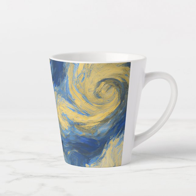 Taza De Café Latte Arte de nubes giratorias (Derecha)